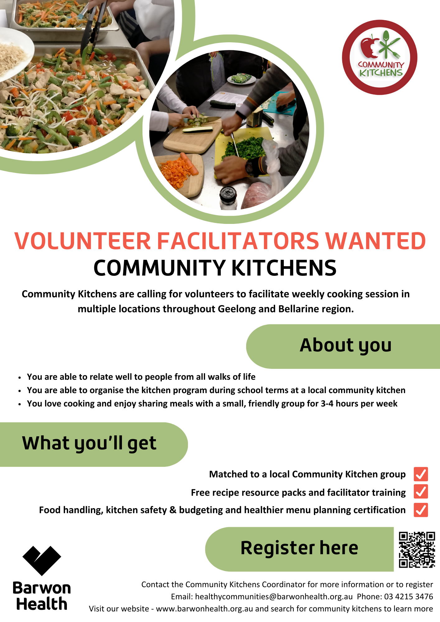 Community Kitchen Volunteers advertisement 2024 